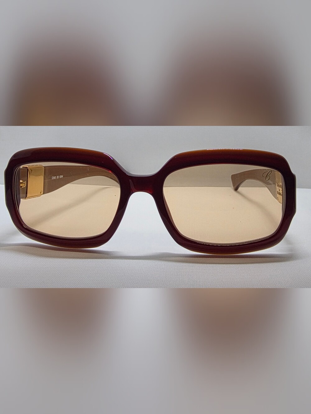 !!Clearance Sale!! Chopard Burgundy/Caramel/Gold Square Sunglasses - Picture 5 of 10